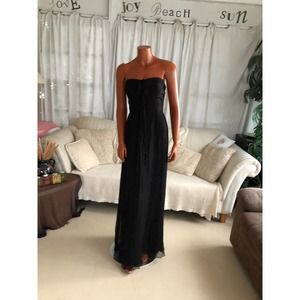 AMSALE black chiffon Silk maxi dress size 8 GUC Model G561C